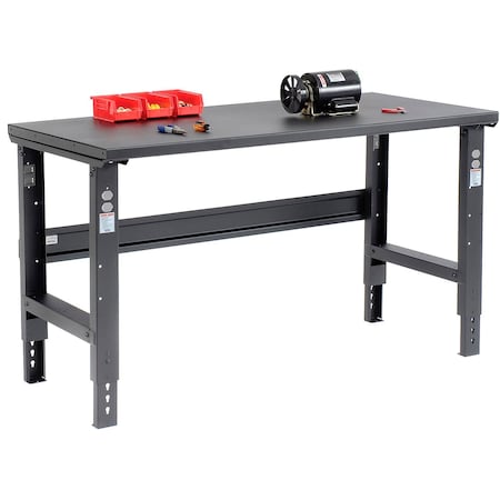 Global Industrial Adjustable Height Workbench, 60 x 30in, Steel Square Edge, Black 183152BK